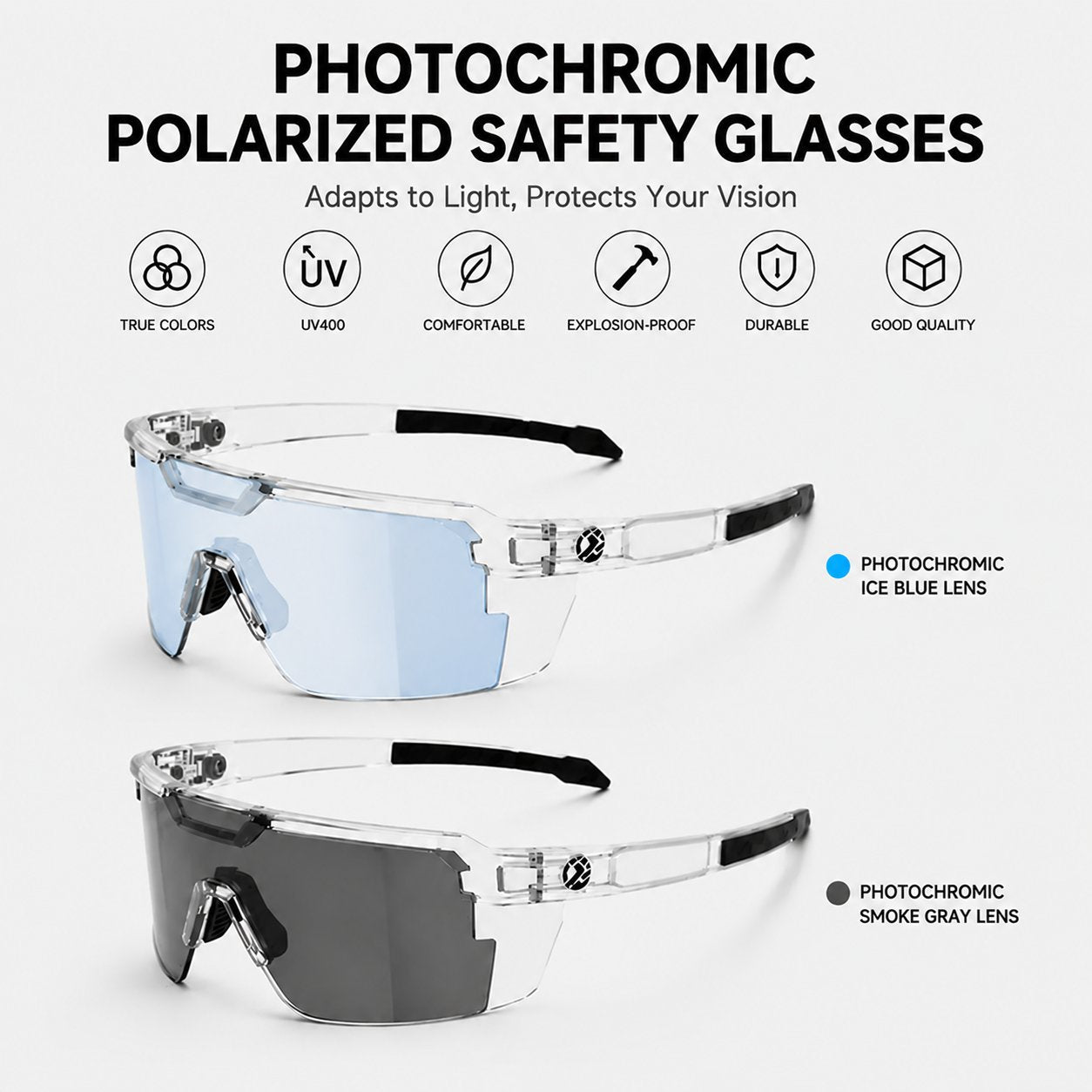 ☀️UV400 Photochromic Polarized Safety Glasses – 🥇Impact Resistant Outdoor Sports & Work Eyewear(The Best Gift for Dad)❤️👨