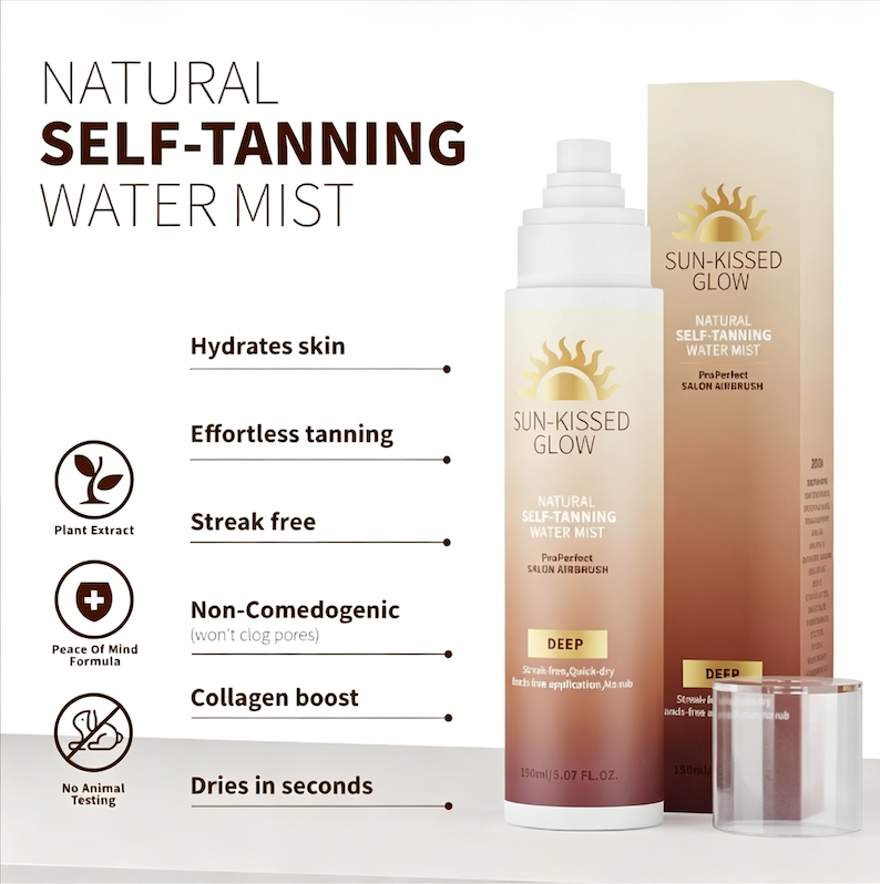 🔥Last Day 49% OFF - 🖤☀️Alcuras Sun-Kissed Glow Self-Tanning Water Mist✨