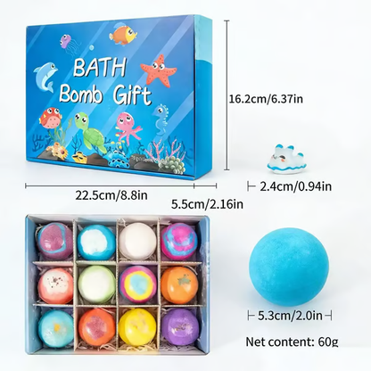 🔥LAST DAY 49% OFF-12-Pack Kids Bath Bombs with Surprise Spring Toys Inside - Easter Basket Stuffers for Boys & Girls - Skin-Soothing Bath Fizzies Gift Set (Ages 3+)