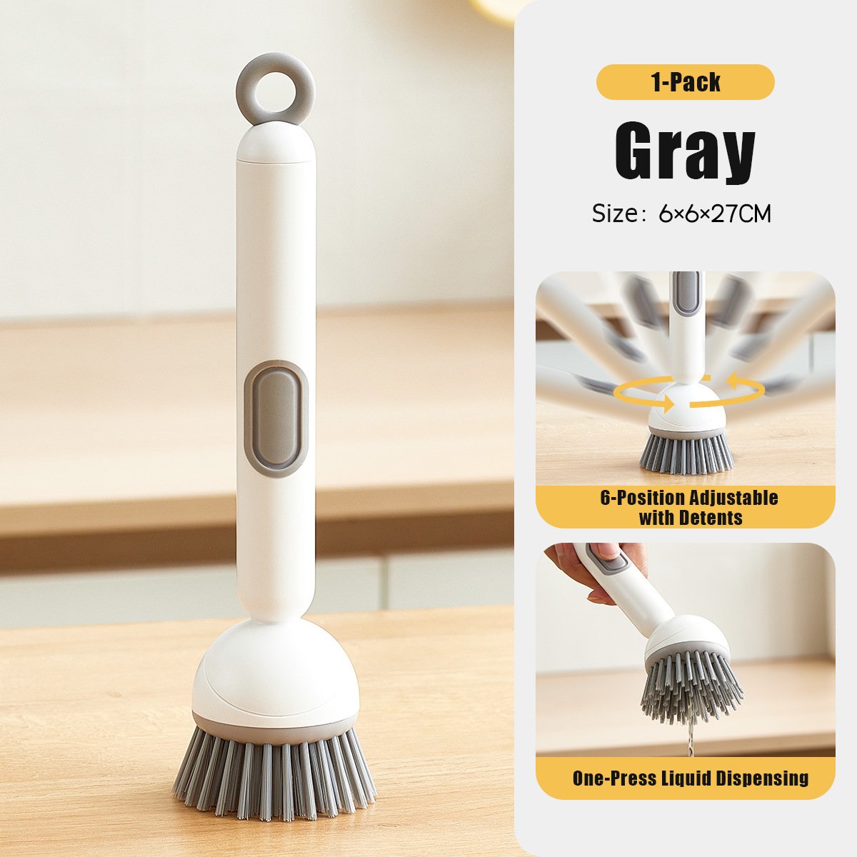 🔥6-in-1 Rotatable Dish Brush with Detergent Dispenser