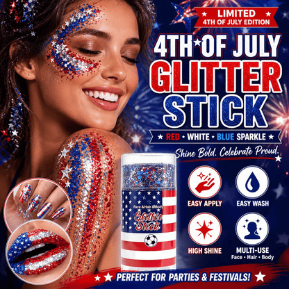 🔥Last Day 50% OFF🦅4th of July Glitter Stick✨🔔Red, White & Blue Body & Hair Sparkle