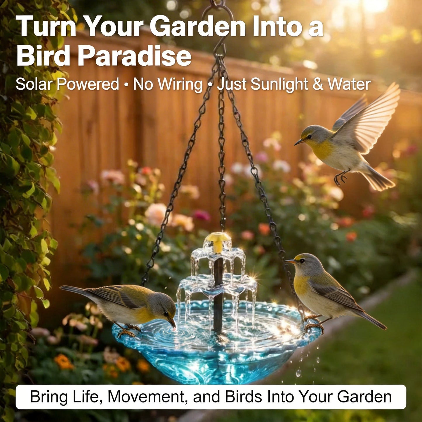 🔥Last Day 49% OFF - 🐦Solar Cascade Hanging Bird Bath Fountain⛲️✨
