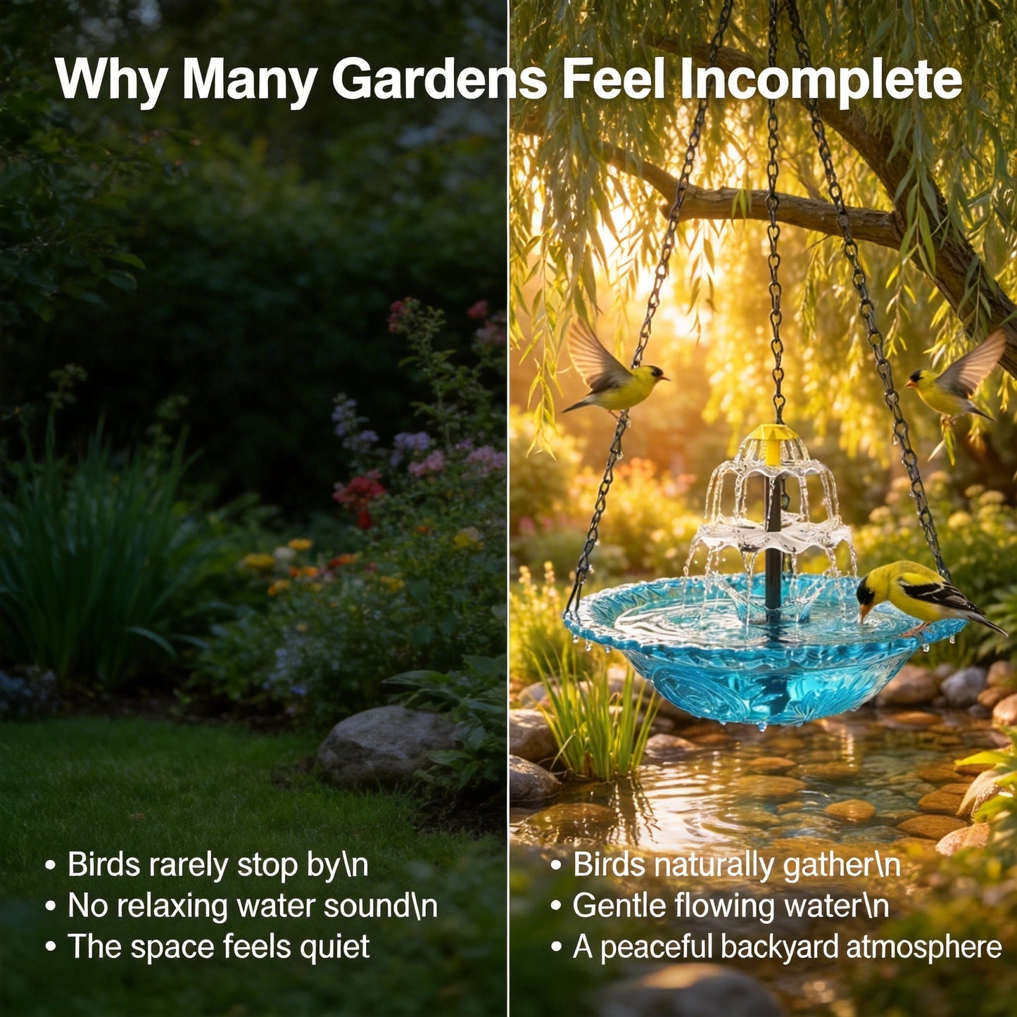 🔥Last Day 49% OFF - 🐦Solar Cascade Hanging Bird Bath Fountain⛲️✨