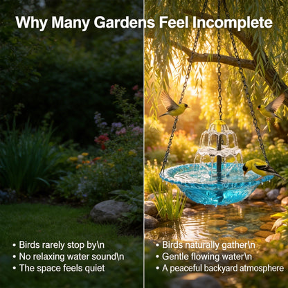 🔥Last Day 49% OFF - 🐦Solar Cascade Hanging Bird Bath Fountain⛲️✨