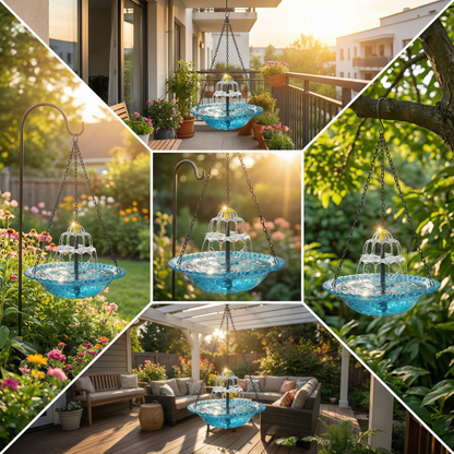 🔥Last Day 49% OFF - 🐦Solar Cascade Hanging Bird Bath Fountain⛲️✨