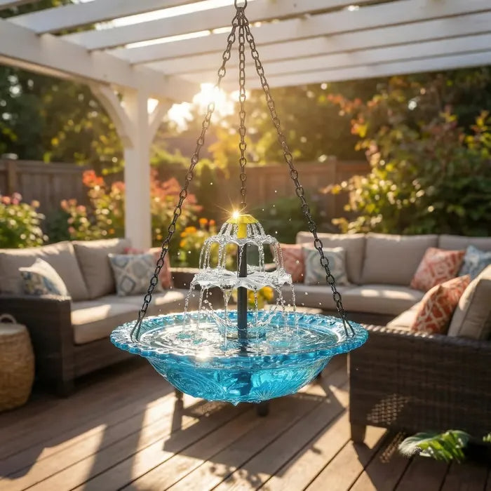🔥Last Day 49% OFF - 🐦Solar Cascade Hanging Bird Bath Fountain⛲️✨