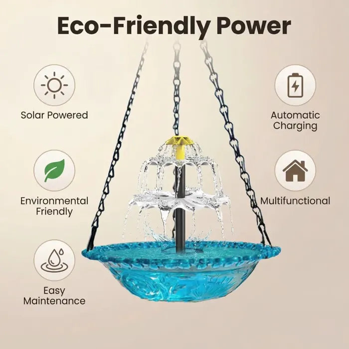 🔥Last Day 49% OFF - 🐦Solar Cascade Hanging Bird Bath Fountain⛲️✨
