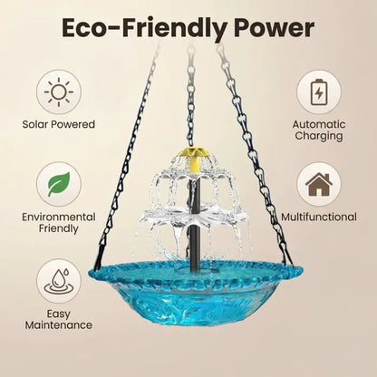 🔥Last Day 49% OFF - 🐦Solar Cascade Hanging Bird Bath Fountain⛲️✨