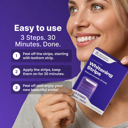 🔥Last Day 49% OFF - 🦷Purple Teeth Whitening Strips, Enamel-Safe Stain Removal💜