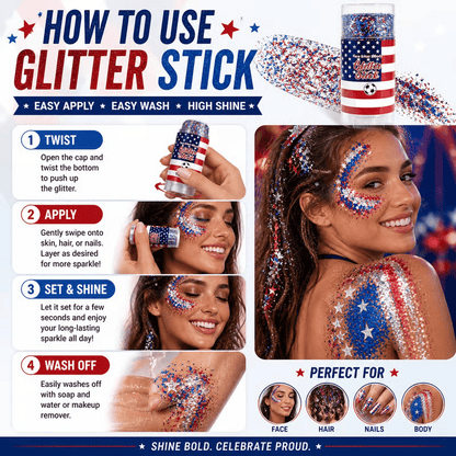 🔥Last Day 50% OFF🦅4th of July Glitter Stick✨🔔Red, White & Blue Body & Hair Sparkle