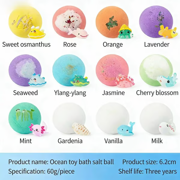🔥LAST DAY 49% OFF-12-Pack Kids Bath Bombs with Surprise Spring Toys Inside - Easter Basket Stuffers for Boys & Girls - Skin-Soothing Bath Fizzies Gift Set (Ages 3+)